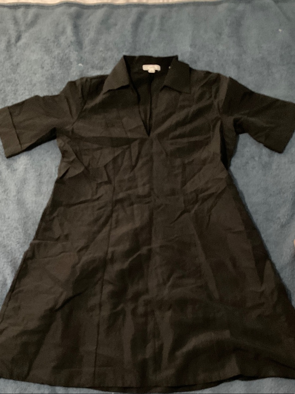 Vince Black Collared Short-Sleeve Mini Dress